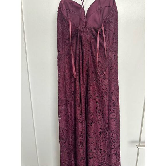 NWT Anthropologie BHLDN Emma Sweetheart Lace Gown in Dark Berry, Size 12 - Picture 9 of 16